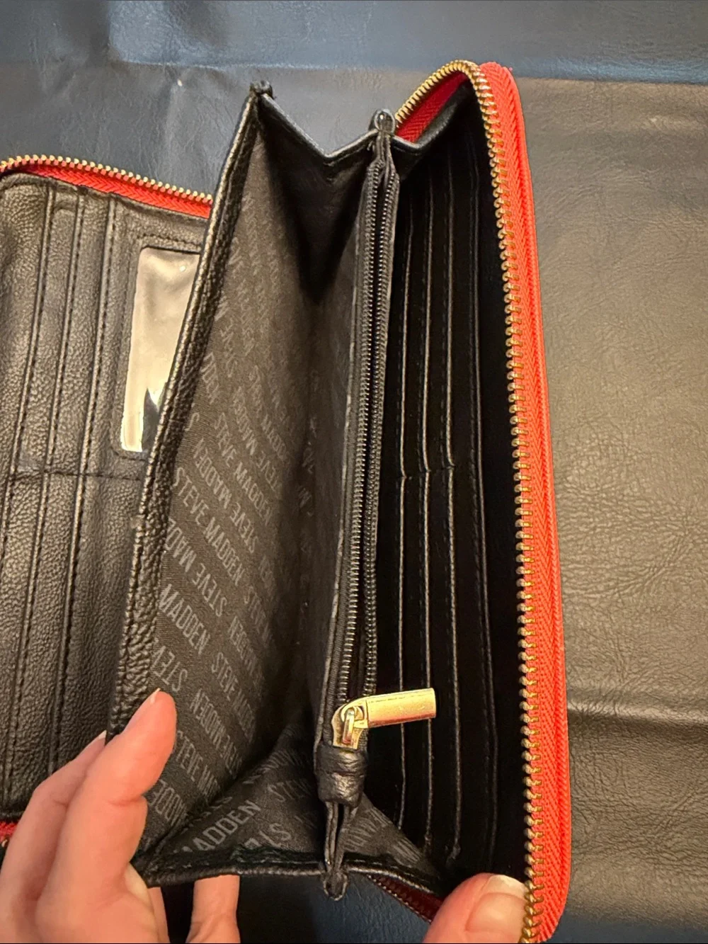 Steve Madden Bzippy Red Zip Around Wallet Wristlet
